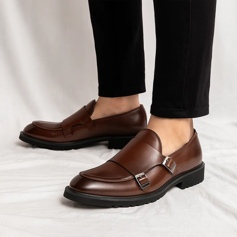 Oxford Leather Monk Strap Loafers