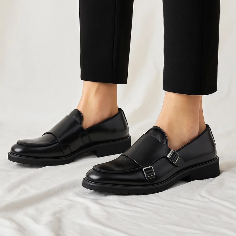 Oxford Leather Monk Strap Loafers