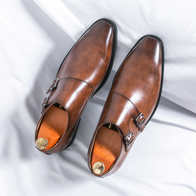 Veneto Leather Monk Strap Loafers