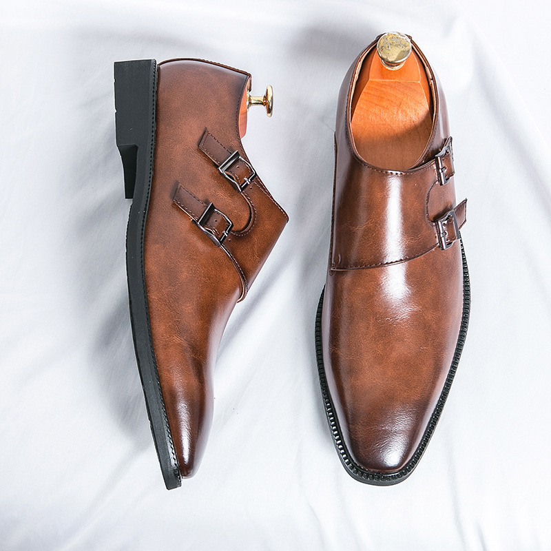 Veneto Leather Monk Strap Loafers