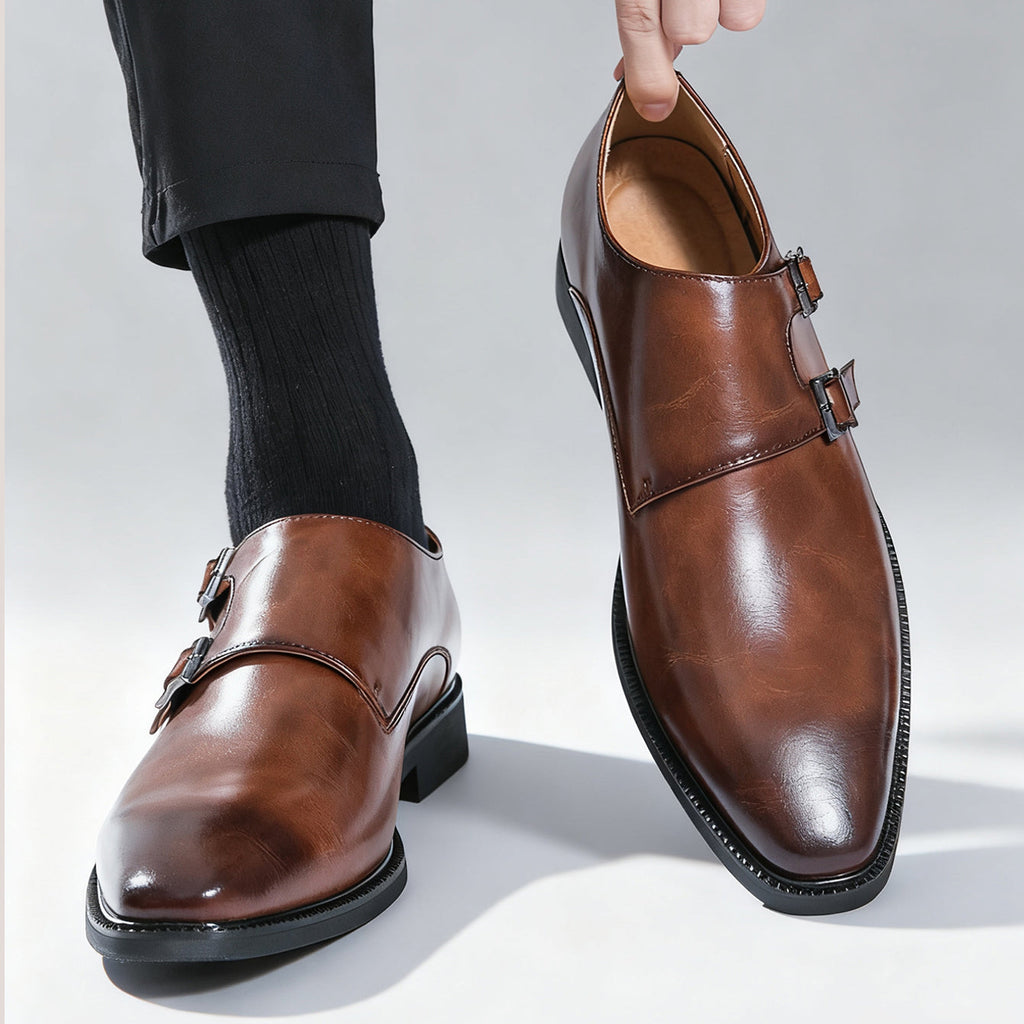 Veneto Leather Monk Strap Loafers