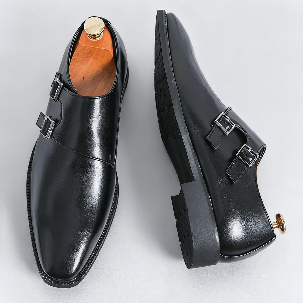 Veneto Leather Monk Strap Loafers